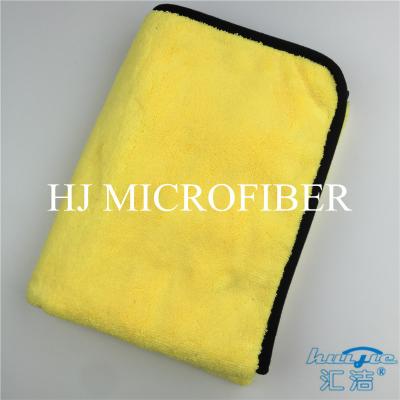 China Yellow Color Microfiber Super Thick Coral Fleece Fabric Towel For Car Cleaning Towels for sale