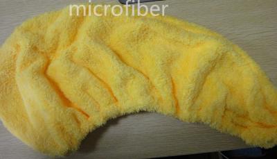 China botão coral do cristal de toalhas secas de cabelo do turbante de Microfiber do velo da mulher 350gsm à venda