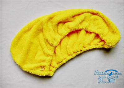 中国 黄色/赤い Microfibre の毛のターバン タオルの覆いの極度の吸収剤、速い乾燥したタオル 販売のため