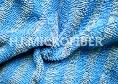 China La microfibra azul hecha punto deformación torció la tela de pila para el trapo/el plumero, tejido de poliester en venta