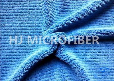 China 550gsm Microfiber Thick Stripe Coral Fleece Cloth Roya Blue150cm for sale