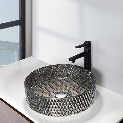 China Chromed Finish Crystal Sink Bowl Elegant Bathroom Vanity Countertop Sink for sale