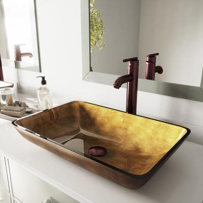 China Easy Clean Tempered Glass Vessel Sink Russet Brown Table Top Wash Basin Standard Size for sale