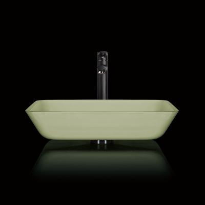 China 105mm 330mm Counter Top Bowl Sink Rectangular White Light Green Bathroom for sale