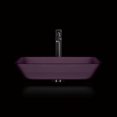 China Rectangular Vessel Bathroom Sink Acid Matt Purple Glass Countertop for sale