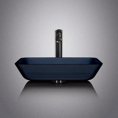 China Tempered Glass Black Colour Wash Basin 12mm Acid Matt Counter Top Bowl Sink for sale