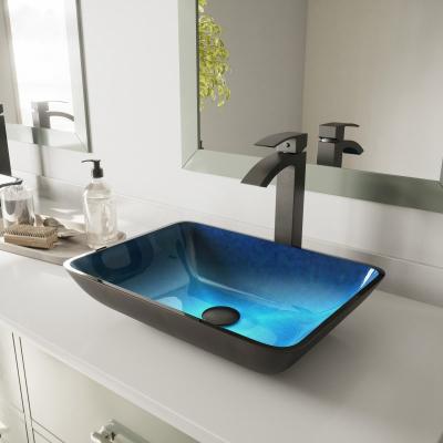 China Turquoise Rectangular Wash Hand Basin Bathroom Sinks Top Mount for sale
