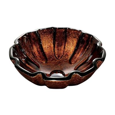 China 19mm Classic Clear Bathroom Sink Bowl Circular Tempered Glass Flower Shape Brown for sale