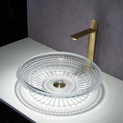 China Bacia da bacia de lavagem do banheiro acima de contra 450mm Crystal Clear Artistic à venda