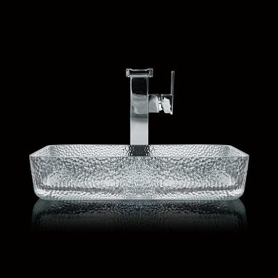 China 330mm 460mm Bathroom Wash Basin Table Top Shallow Glass Die Casting Crystal Clear for sale