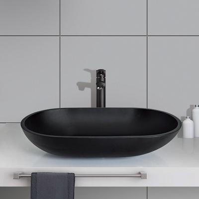 China Black Oval Shaped Vessel Sink Bathroom Anti Rust Finish for sale
