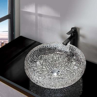 China Ball Shape Round Bowl Bathroom Sink Vessel 170mm Crystal Clear Countertop Mounted for sale