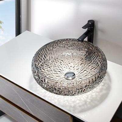 Китай Покрытая хромом декоративная форма шарика шаров раковины Bathroom вокруг серебряной стеклянной раковины сосуда продается