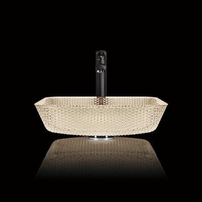 China 400mm Length Countertop Vanity Sinks Bathroom Square Vessel 105mm for sale