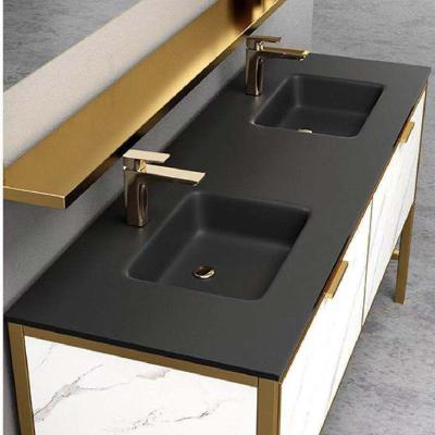 China Customized Bathroom Tempered Glass Sink Vanity Single Or Double Vessel Sink Countertop for sale