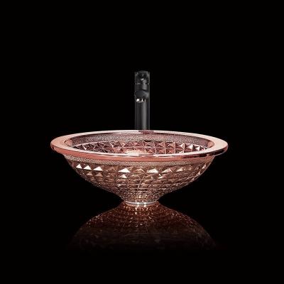 Chine Rose Gold Bathroom Sink Crystal formée par entonnoir a passé la longueur au bichromate de potasse de 450mm à vendre