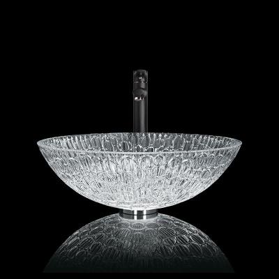 China Round Hotel Crystal Wash Basins 130mm Artistic Glass Vessel Sink Bowl For Home Bathroom for sale