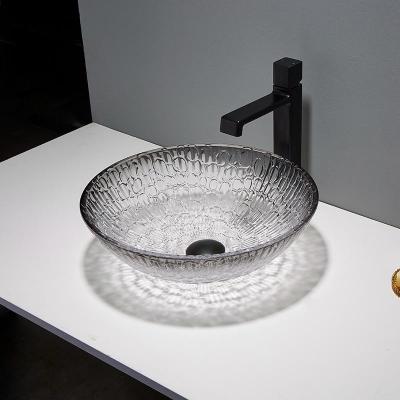China Buque de cristal moderno moderno de Crystal Wash Basins Gradient Black en venta