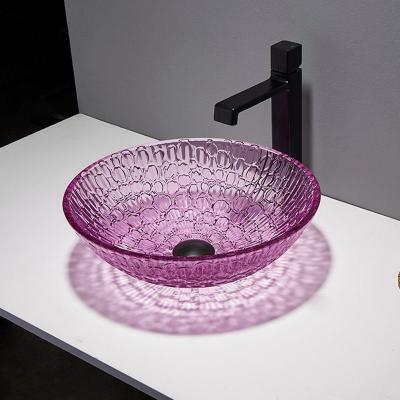 中国 395mmの水晶洗面器は130mmの紫色の浴室ボールの洗面器を円形にする 販売のため