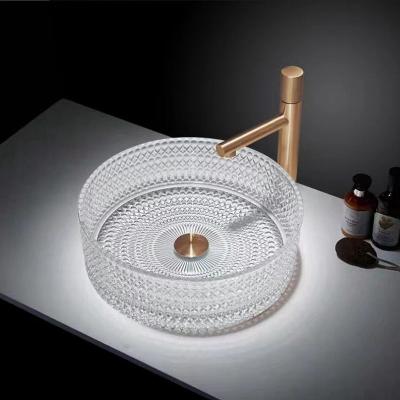 China 12mm Thickness Glass Vessel Basins Crystal Clear Sink No Leakage for sale