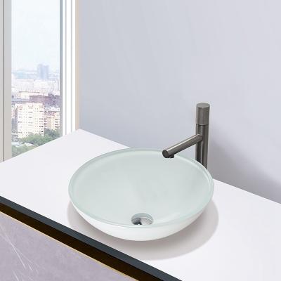 Китай Высокий лоснистый белый круг закалил стеклянную раковину Countertop Bathroom раковины продается