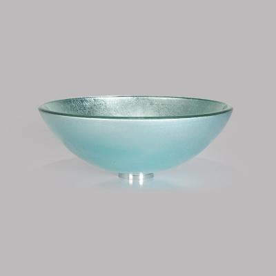 China Round Silver Tempered Glass Sink Bathroom Countertop Wash Basin for sale