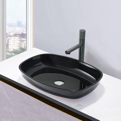 China O melão moderado preto lustroso alto das bacias de lavagem do banho dá forma a dissipadores do banheiro do tampo da mesa à venda