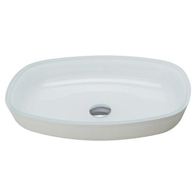 China High Glossy White Tempered Bathroom Wash Basins Melon Shape Countertop Basin Sinks for sale