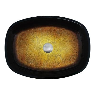 China Gradient Brown Tempered Bathroom Wash Basins Melon Shape Table Top Solid Glass Sinks for sale