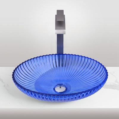 Китай Fashionable Glass Wash Basin With 1 Hole 12mm Thick Transparent Painted Colors Bathroom Sinks продается