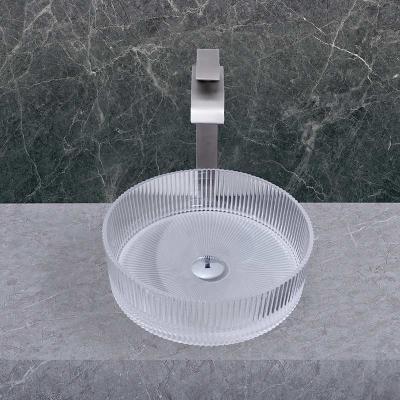 中国 1 Hole Glass Wash Basin 395*395*120mm Bathroom Countertop Mounted Glass Vessel Sinks 販売のため