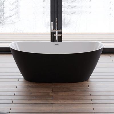 China Acrylic Free Standing Tub With Center Drain Faucet Oval Shape Soaking Bath for sale