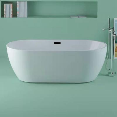 China Durable Acrylic Free Standing Oval Bathtub With Center Drain Placement Soaking Bath en venta