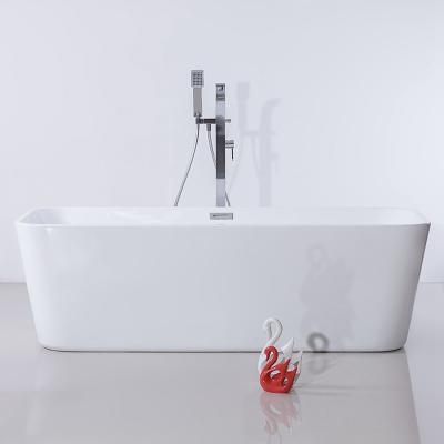 China Elegant Rectangular Soaking Acrylic Freestanding Bath With Tub Waste Included Te koop