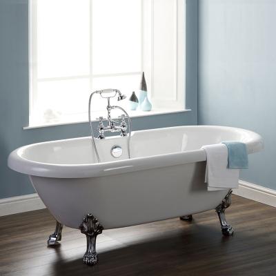 China White Free Standing Bathtub Ergonomic With Tiger Feet Overflow Drain for sale