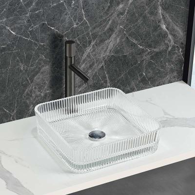 Китай Transparent Glass Countertop Bathroom Sinks No Overflow Included продается