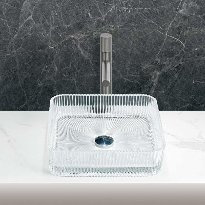 China Rectangular Transparent Bathroom Wash Basin 12mm Thickness Long Lasting Durability for sale