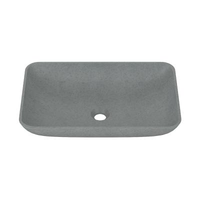 China Medium Size Mottled Bluish Grey Concrete Wash Basin With Center Drain Location for sale