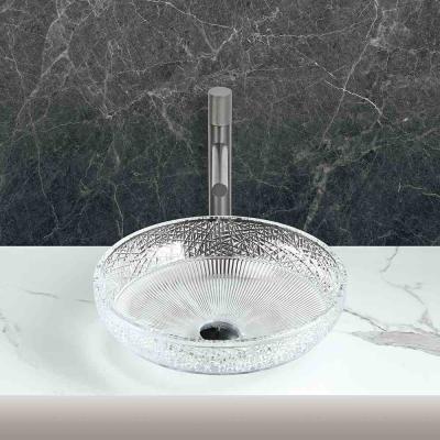 China 400*400*130mm 1 Hole Glass Vessel Basins Modern Drain Location Center for sale
