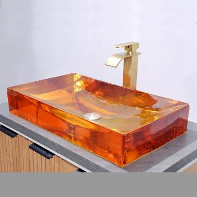 China No Overflow Bathroom Wash Basins With Pop Up Waste Included Glazed Glass Sink for sale