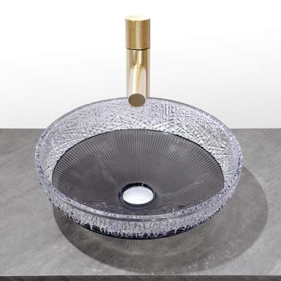 中国 1 Hole Glass Vessel Basins With Optional Pop Up Drain Included Glass Sink 販売のため