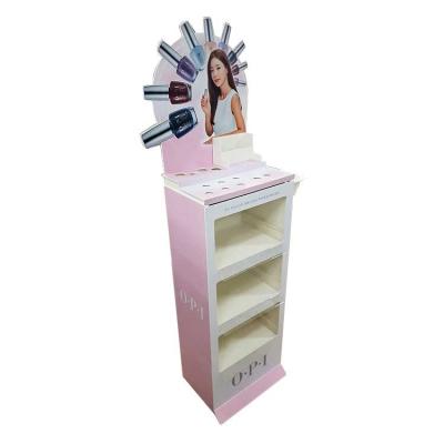 China Floor Standing Pvc Cosmetic Display Stand Retail Opi Nail Polish Rack for sale