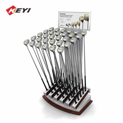China Custom Design Wood Push Rod Stand Floor Golf Club Display Rack for sale