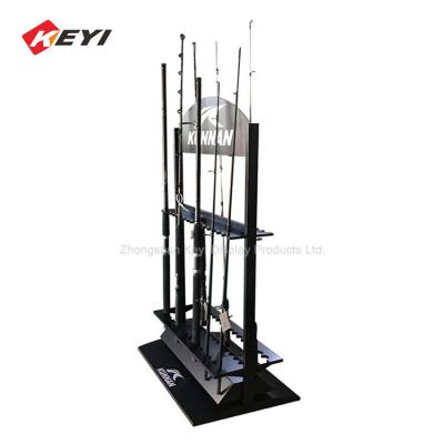 China Floor Standing Metal Double Sided Fishing Rod Display Rack for sale