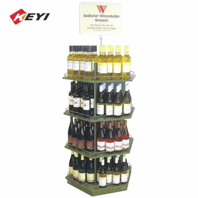 China Custom Supermarket Large Retail Pos Stand Floor Wine Display Shelf for sale