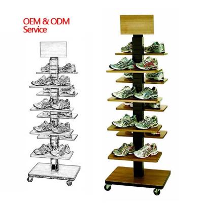 China Made In China OEM Shoe Shop Sneaker Shelf Retail Shoe Display Rack Stand for sale