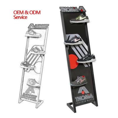 China Made In China OEM Black Powder Coating Metal 4 Shoe Stand Display for sale