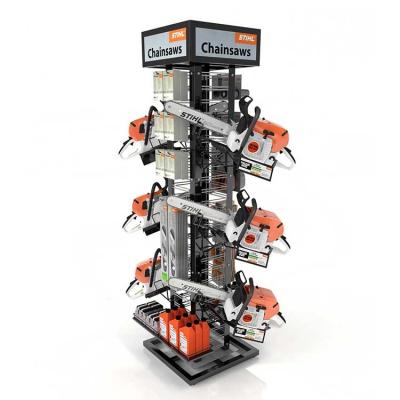 China Wholesale Custom Free Standing 4 Way Metal Power Tools Display Rack For Chainsaw for sale