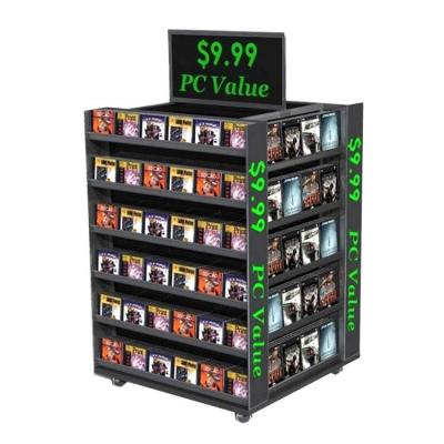 China Large Retail Pos Stand free standing 4 Way Cd Dvd Vinyl Record Display Rack for sale