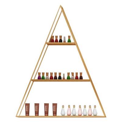 China wholesale Wall Mount luxury Gold Metal Nail Polish Rack display stand for sale